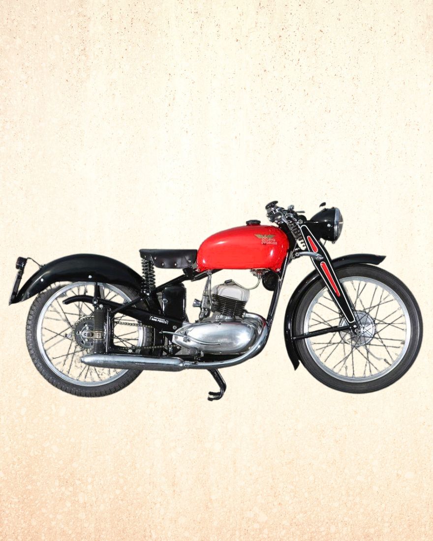 Moto Morini 125 de estanque rojo, fines de los años 40