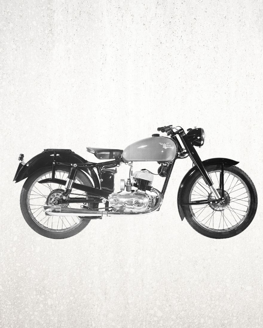 Moto Morini 125 de fines de los años 40, foto de archivo