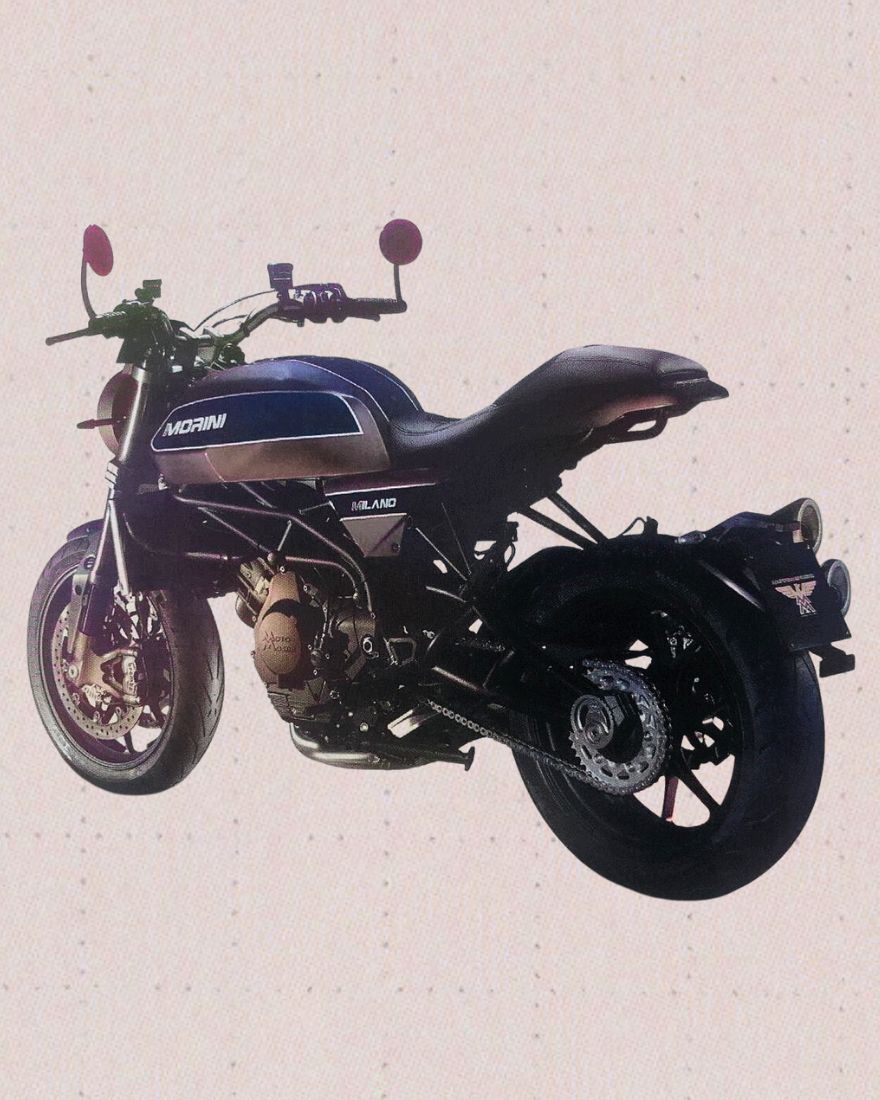 Moto Morini naked retro azul